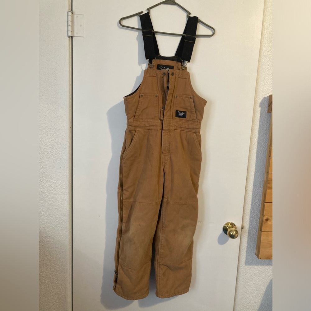 Walls Bluzzard Pruf youth tan lined overalls size large 12/14 GUC